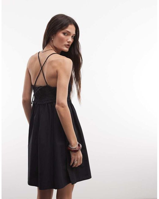 Collusion Black Smock Tie Detail Mini Dress