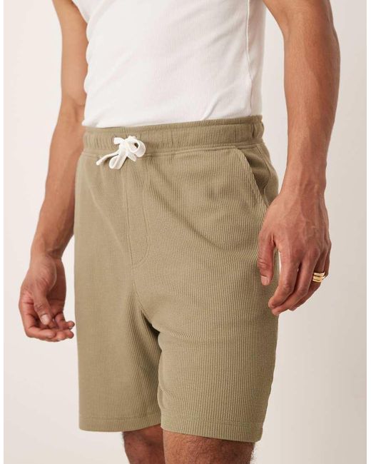 ASOS Oversized Shorts Van Wafelstof in het Natural voor heren