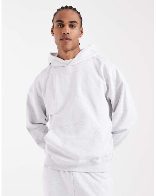 Only & Sons White Premium 400gsm Heavyweight Oversized Fit Hoodie Co-ord for men