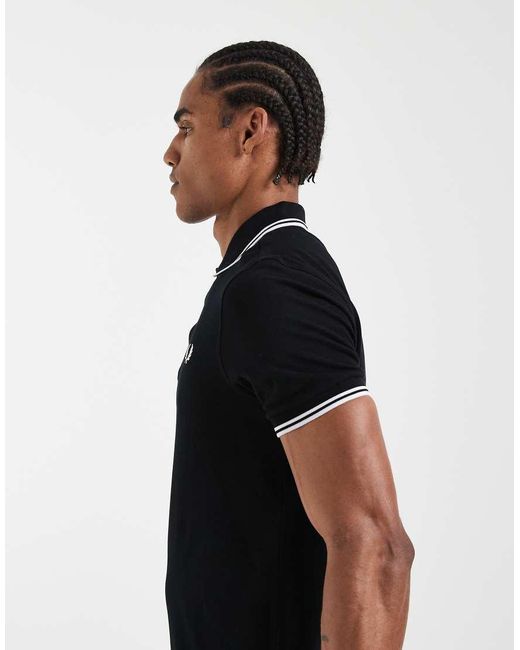 Fred Perry Black Twin Tipped Logo Polo for men