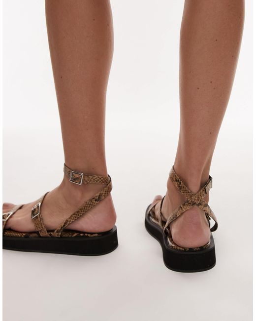 TOPSHOP Brown Jake Buckle Sandals
