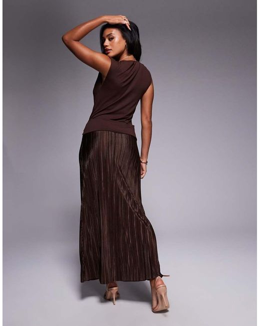 ASOS Purple Hybrid Plisse Twist Detail Maxi Dress