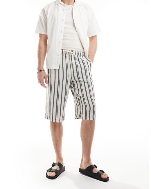 Pantalones cortos blancos a rayas azul marino ASOS de hombre de color Natural