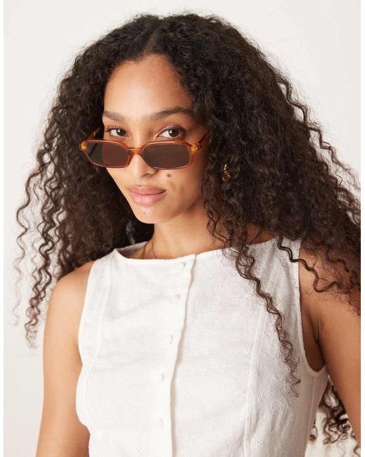 ASOS Brown Slim Square Sunglasses