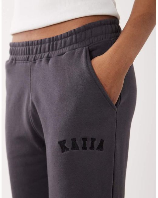 Kaiia Purple Tall Cotton Blend Embroidered Logo Wide Leg Joggers