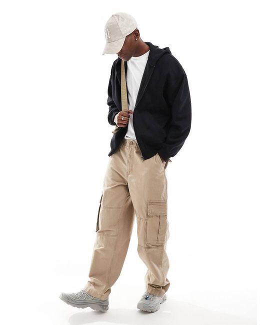 Only & Sons White Oversized Zip Thru Hoodie for men