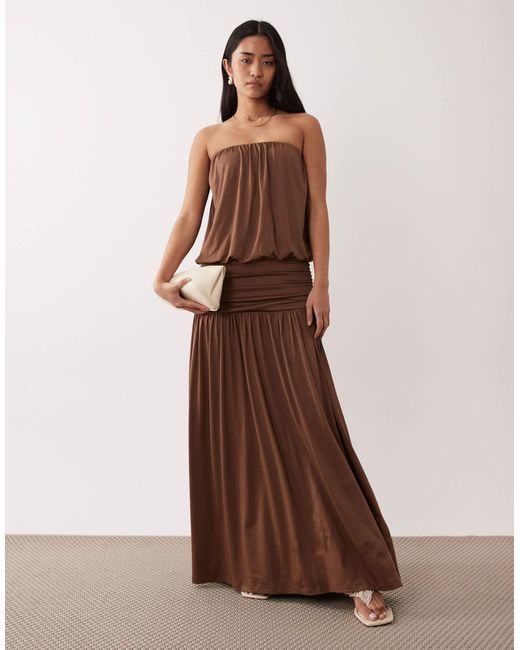 nia brown dress La Cienega Bandaeu Drop Waist Midaxi in Coat Chest Size:34