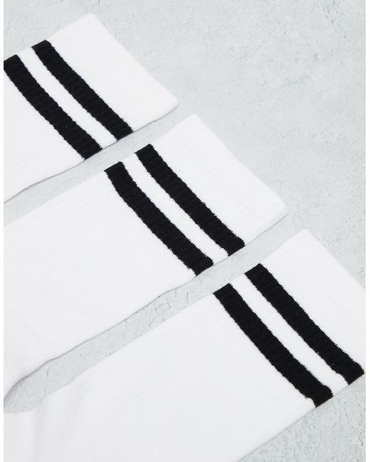 New Look White 3 Pack Stripe Sport Socks for men