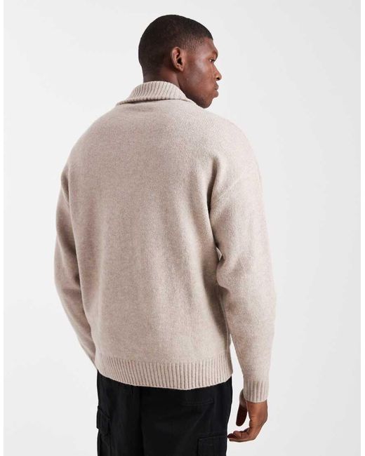 Jack & Jones Natural Fluffy Quarter Zip Jumper for men