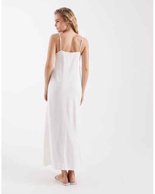 Vero Moda White Linen Touch Cami Maxi Dress