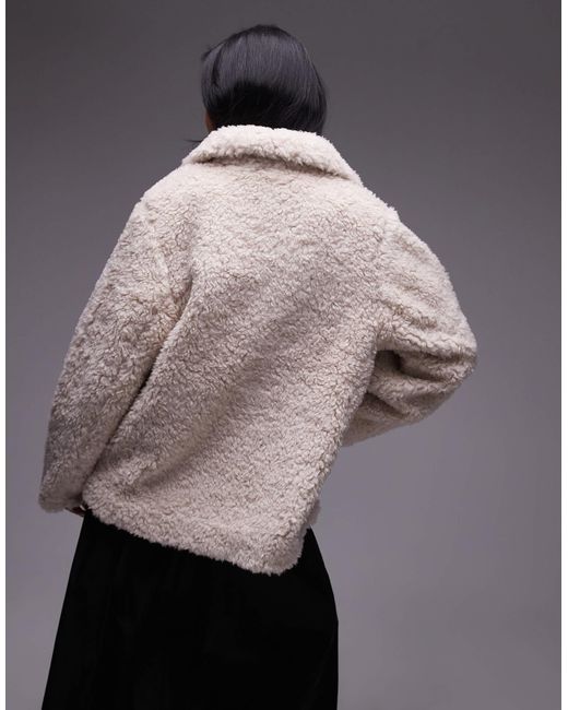 & Other Stories Brown Faux Fur Jacket With Asymmetric Button Front