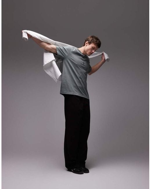 Topman Gray Oversized Washed T-shirt for men