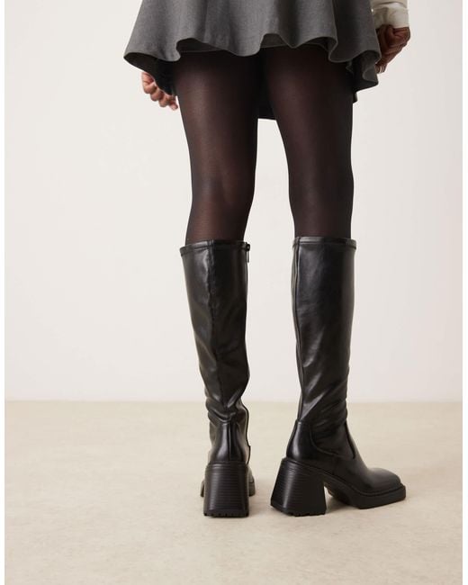ASOS Natural – charly – kniehohe absatz-stiefel