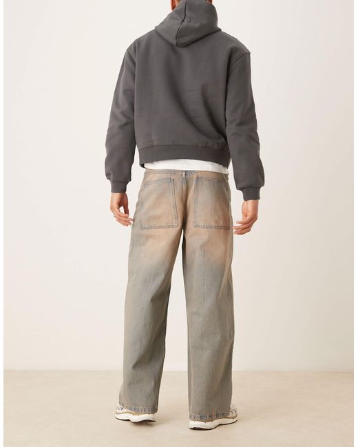 ASOS Blue Super baggy Jeans With Heavy Red Tint for men