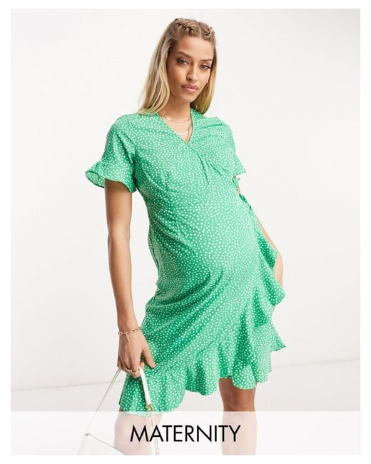 Vero Moda Vero Moda - Zwangerschapskleding - Mini Wikkeljurk in het Green