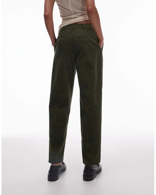 TOPSHOP Green Cord Peg Trouser