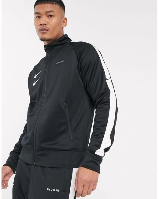 Nike Black Swoosh Polyknit Track Jacket for men