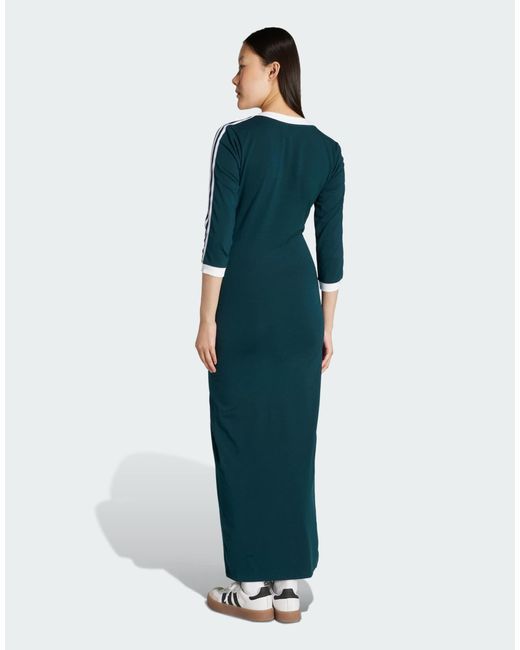 Adicolor classics - robe longue à 3 bandes - lierre aurore et blanc Adidas Originals en coloris Blue