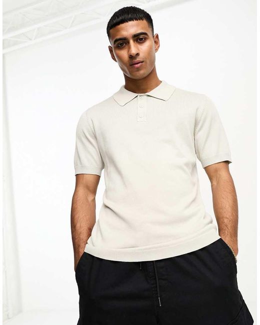 Polo De Punto En Beis De -Beis Neutro Only & Sons de hombre de color White