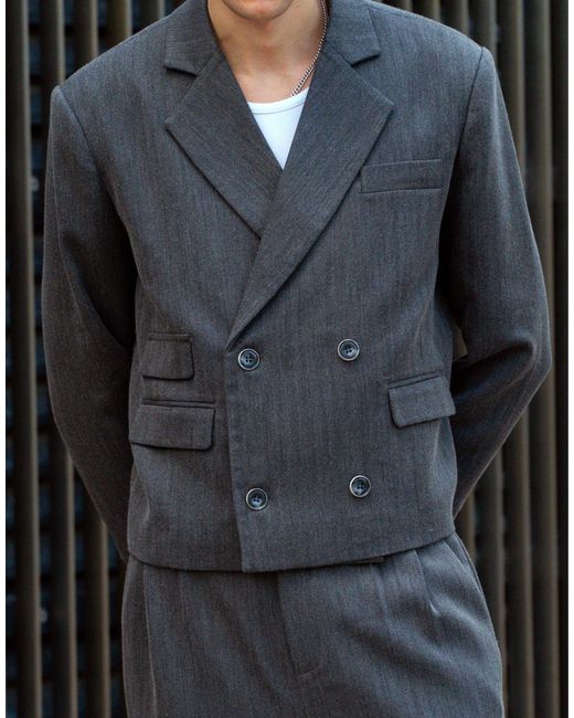 X isaac hudson - blazer court d'ensemble coupe carrée à double boutonnage Labelrail pour homme en coloris Black