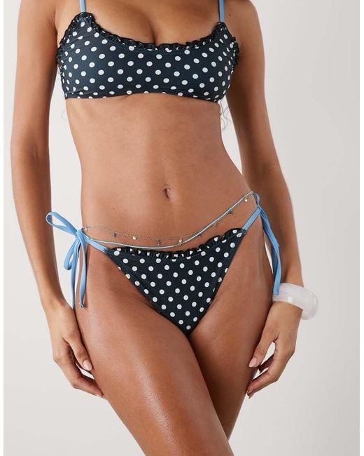 Reclaimed Vintage Multicolor Tie Side Bikini Bottom With Frill