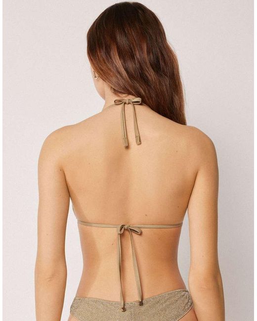 Calzedonia Natural Triangle Bikini Top Metallic Glow