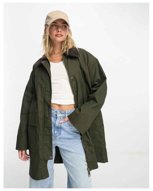 Monki Green Wax Short Jacket