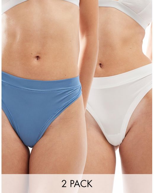 ASOS Blue Bella 2 Pack Super Soft High Waist Thong