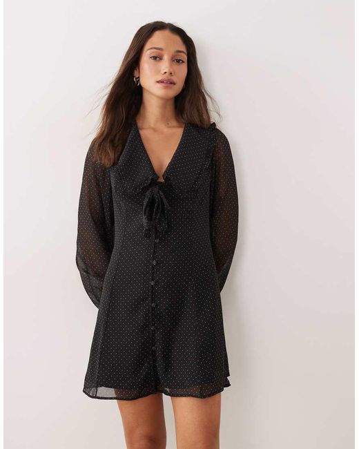 Miss Selfridge Black Button Up Mini With Collar
