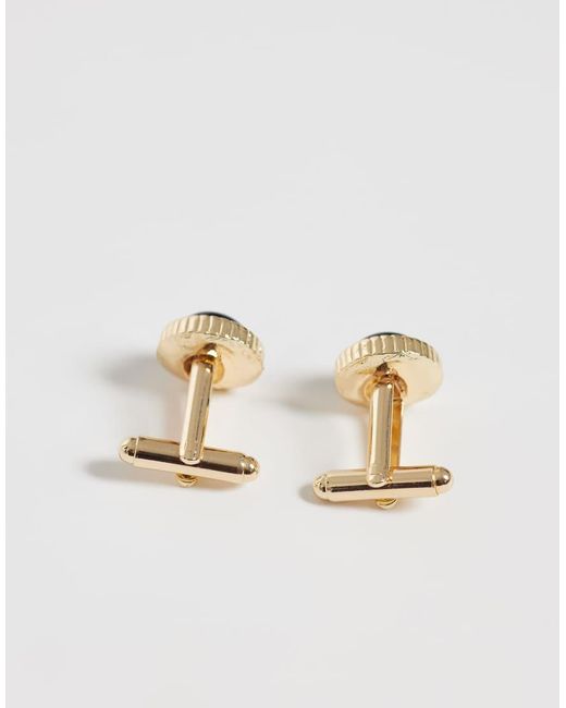 ASOS Metallic Rope Edge Texture Semi Precious Onyx Stone Cufflinks for men