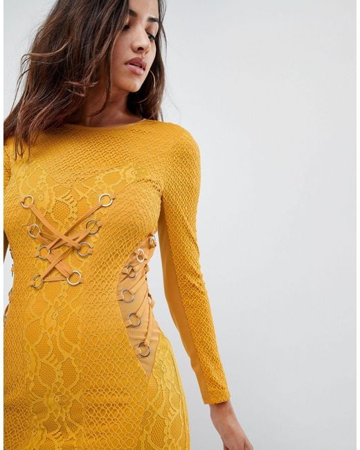 asos mustard dress