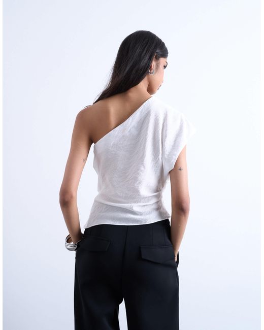 TOPSHOP White One Shoulder Top