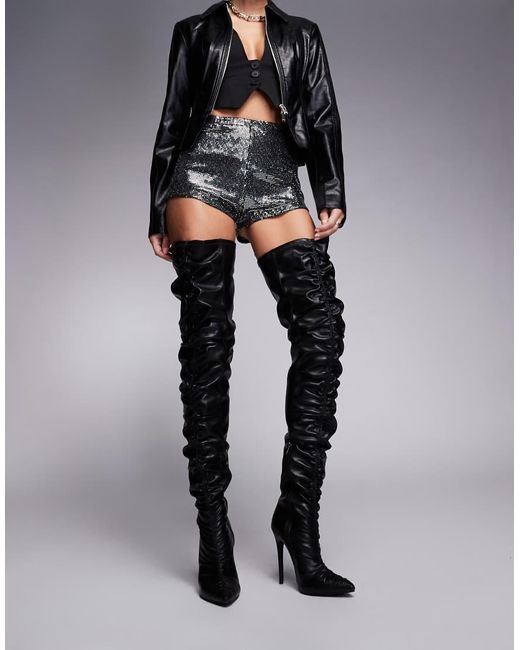 SIMMI Black Simmi London Igor Stilleto Over The Knee Boot