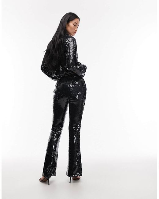 ASOS Black Tailored Premium Sequined Flare Pants