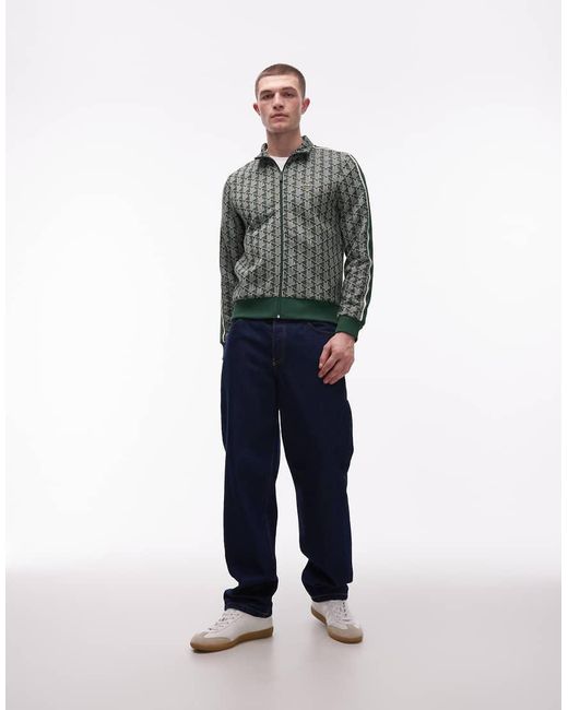Lacoste Gray Zip Through Monogram Track Jacket for men