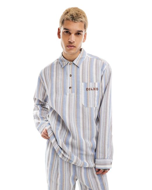 Reclaimed (vintage) Gray Long Sleeve Stripe Shirt for men