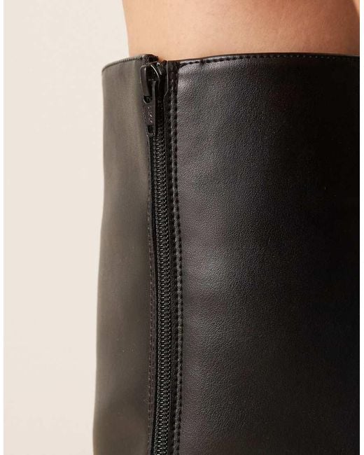 ASOS Natural Coraline Square Toe Heeled Knee Boots