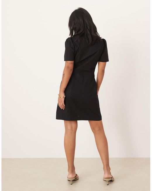 Nobody's Child Petite Black Tara Puff Sleeve Tailored Mini Dress
