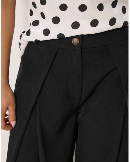 PixieGirl Black Petite Pleated Wide Leg Trousers
