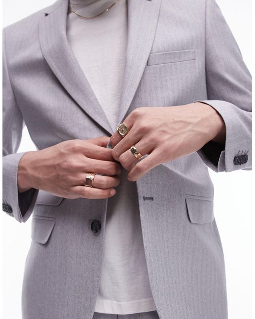 Topman Gray Herringbone Suit Jacket for men