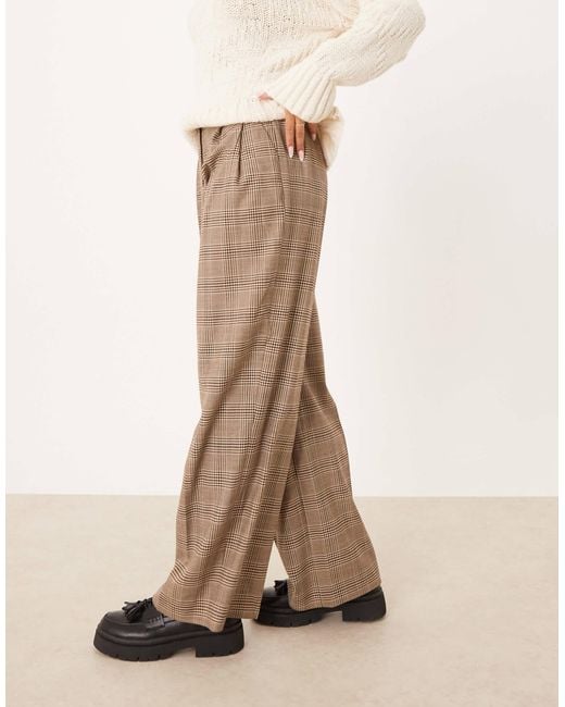 Gant Natural Plaid Pleated Wool Blend Pants