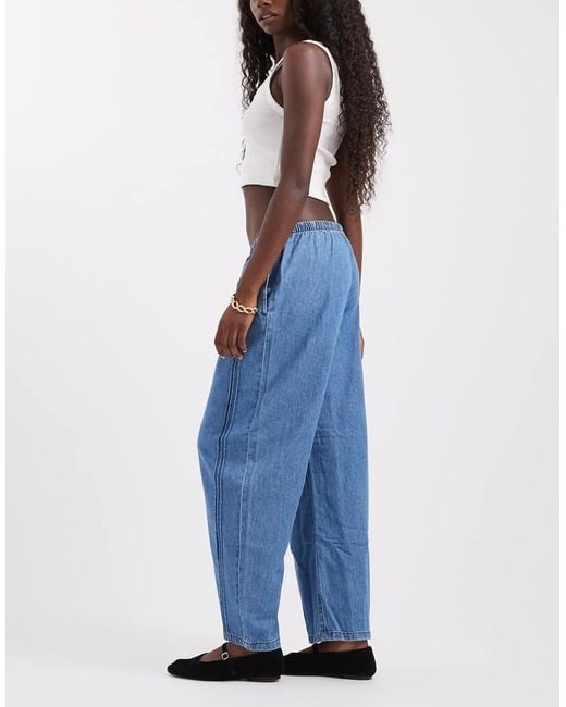 Gap Blue Tie Waist Barrel Leg Jeans