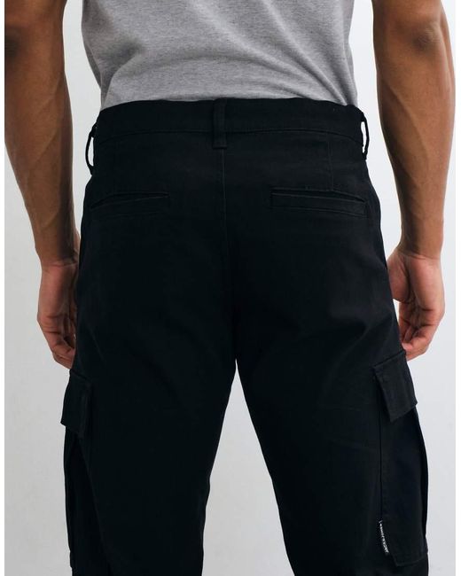 Jack & Jones Black Straight Cargo Trousers for men