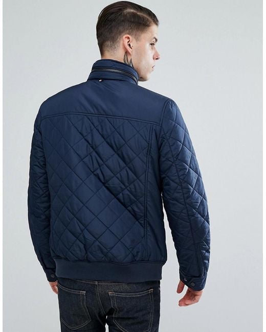Tommy Hilfiger Diamond Quilted Bomber Jacket in Blue for Men Lyst