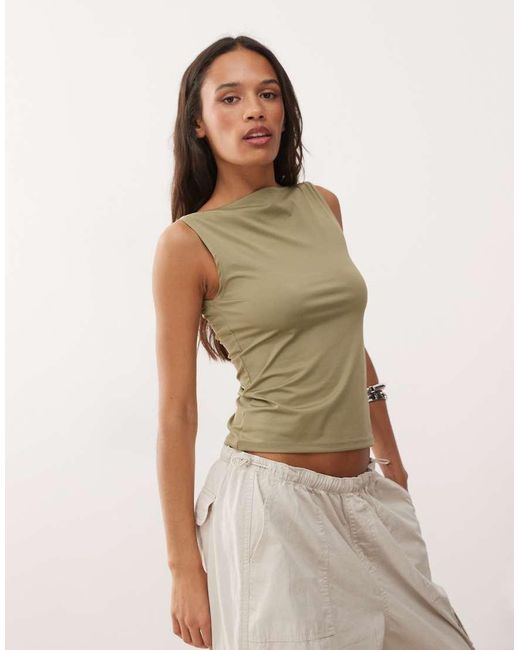 Weekday Green Annie Boat Neck Tank Top