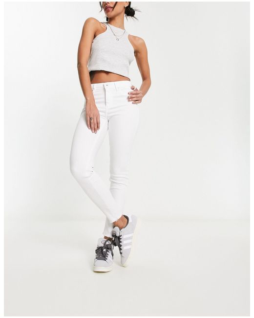 ONLY Blush Skinny Jeans With Frayed Hem in White | Lyst