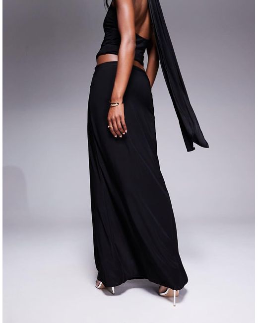 Fashionkilla Blue Double Sculpted Slinky Maxi Skirt