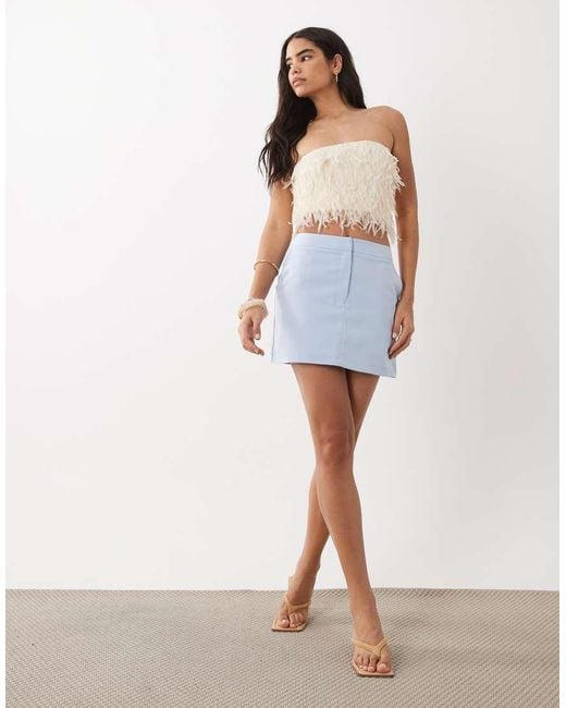 Mango White Textured Off Shoulder Top