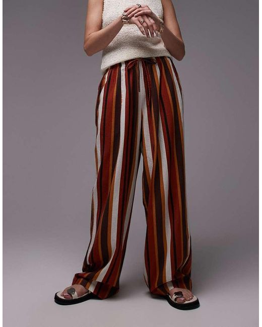 TOPSHOP Brown Linen Balloon Trouser