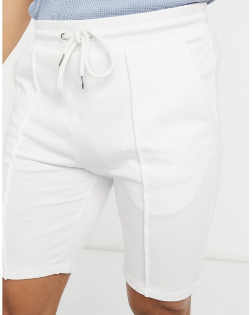 ASOS Katoen Jersey Skinny Short Met Plootjes in het Wit voor heren - Lyst